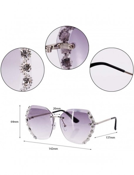 Goggle Sparkling Luxury Crystal Cutting Lens Sunglasses UV 400 Protection Rhinestone Sunglasses Fashion Eyewear - Gray - CD19...