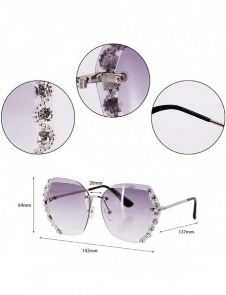 Goggle Sparkling Luxury Crystal Cutting Lens Sunglasses UV 400 Protection Rhinestone Sunglasses Fashion Eyewear - Gray - CD19...