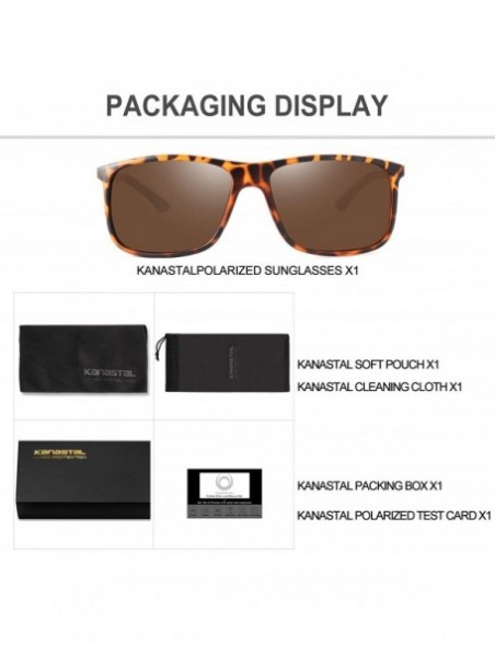 Aviator Rectangular Sunglasses Polarized Aluminum Glasses - Leopard Frame Brown Lens - CR18N0N2QAT $9.48