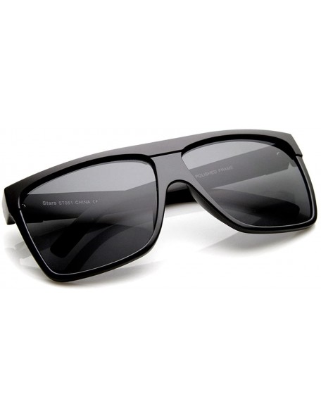 Square Large Retro Black Square Flat Top Aviator Sunglasses (Black) - C311J49XEM1 $8.00