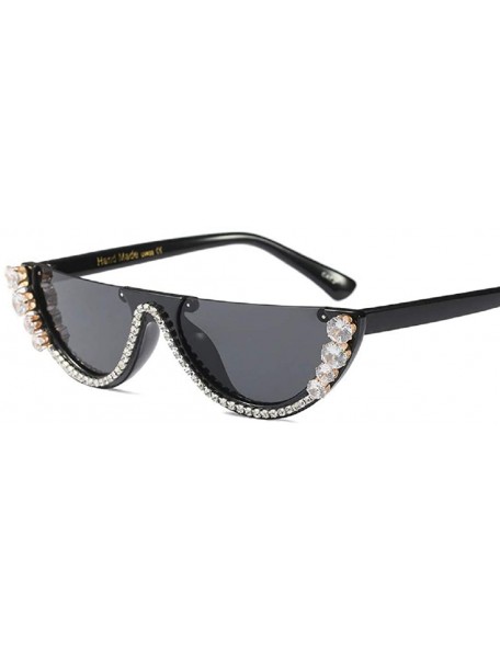 Sport Sunglasses Women Cat Eye Crystal Flat Lens Shades - A - C418NA22RX9 $13.45