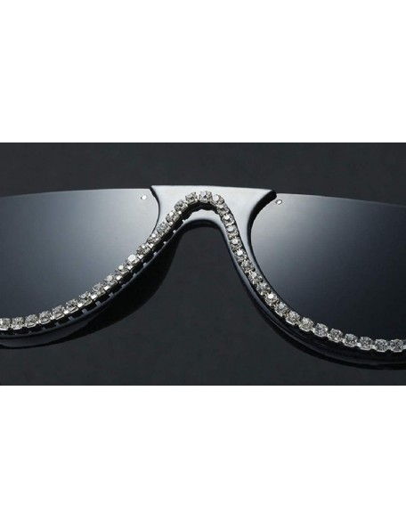 Sport Sunglasses Women Cat Eye Crystal Flat Lens Shades - A - C418NA22RX9 $13.45