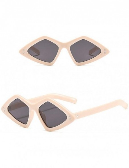 Oversized Unisex Lightweight Irregular Fashion Sunglasses - Mirrored Polarized Lens 2019 Fashion - Beige - CW18TK7NN8Q $10.09