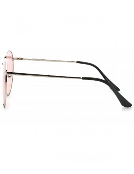 Square Classic Retro Designer Style Round Sunglasses for women metal Resin UV400 Sunglasses - Pink - CT18SZUI2N0 $18.26