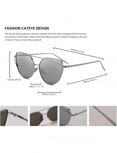 Cat Eye Cat Eye Mirrored Flat Lenses Metal Frame Sunglasses for Women Retro Fashion Sun glasses Shades - CO18OSGO5LS $7.68