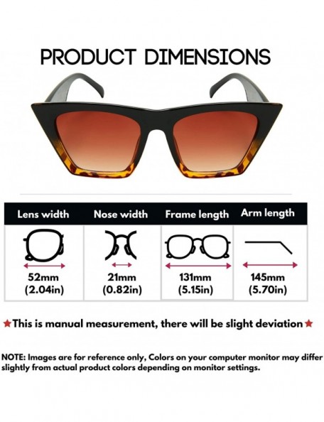 Square Designer Fashion Cateye Square Sunglasses for Women 100% UV 400 Protection Flat Gradient Color Lens 32409/54118 - CY19...