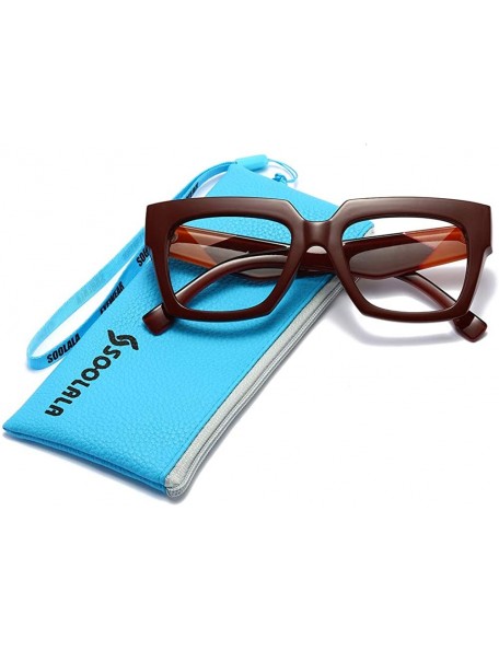 Cat Eye Anti-Blue Blocker Light Square Reading Glasses w/Leopard Arms - Anti Blue - Red - CC18YKTSU66 $15.74