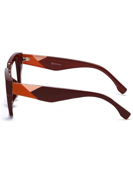 Cat Eye Anti-Blue Blocker Light Square Reading Glasses w/Leopard Arms - Anti Blue - Red - CC18YKTSU66 $15.74