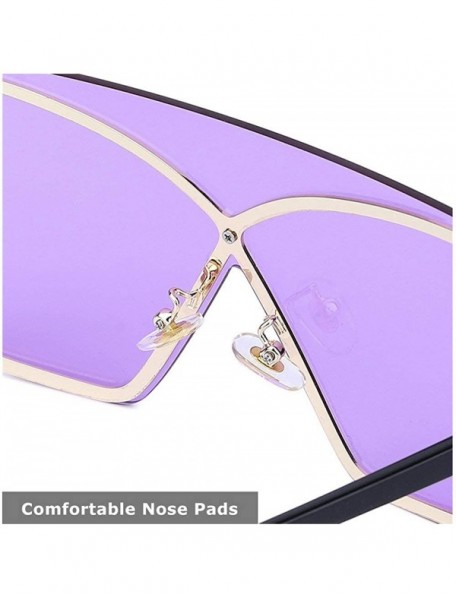 Oversized new fashion big frame frameless metal frame unisex brand fashion designer sunglasses - Purple - CB18X2360UK $16.08