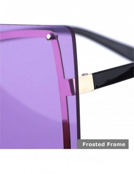 Oversized new fashion big frame frameless metal frame unisex brand fashion designer sunglasses - Purple - CB18X2360UK $16.08