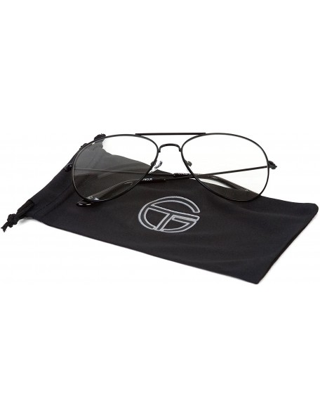 Sport Gravity's Non-Prescription Premium Aviator Clear Lens Glasses - Black - CP113IKBKJ1 $11.81