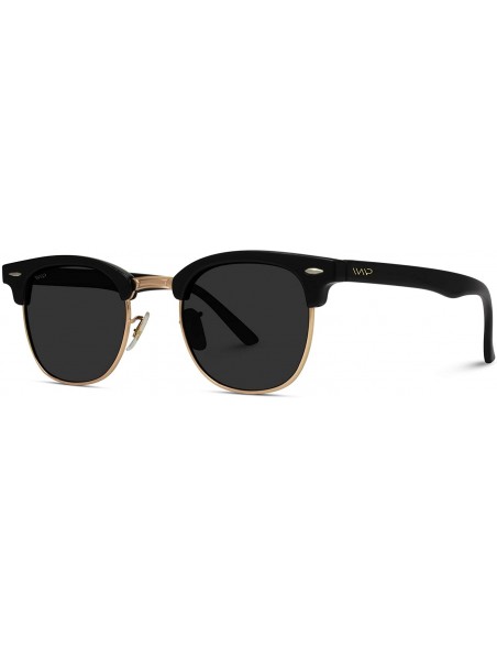 Aviator Classic Half Frame Polarized Semi-Rimless Rimmed Sunglasses - Black Frame / Gold Rimmed / Black Lens - CT1281N35VP $1...