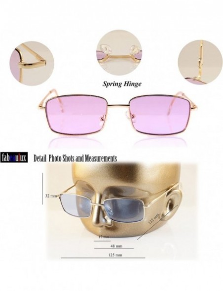 Rimless Unisex Minimalist Small Rectangular Color Tinted Spring Hinge Sunglasses A117 - Silver/ Yellow - CN180TKRG4Z $13.15