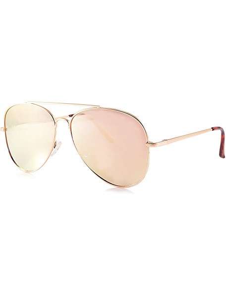 Oversized Single or 2 Pack Pink Mirrored Flat Lens Sunglasses Women - Gold/ Aviator - CY18688QI32 $14.33