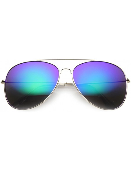 Aviator Class Large Retro Metal Mirror Lenses Aviator Sunglasses - Gold Midnight - C811YN8HVAX $10.59