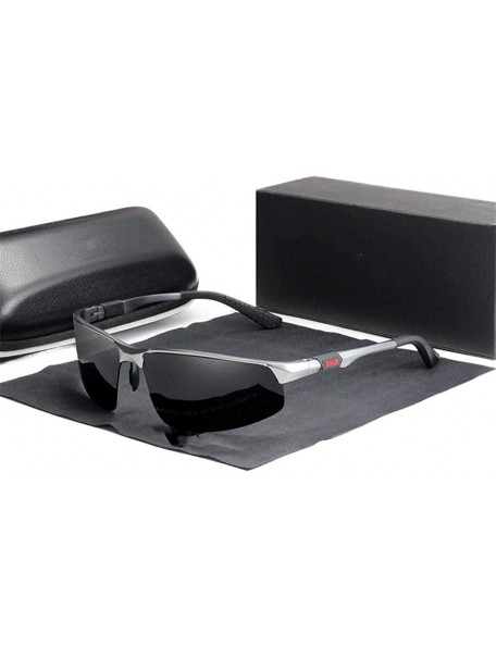 Oversized Driving Series men's polarized sunglasses aluminum blue mirror lens sunglasses male - Black and Red - CK1982YK2M8 $...