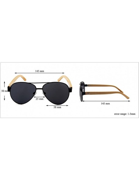 Aviator Men Women Aviator Polarized Wood Sunglasses UV400 - Silver Frame Gold Lens - C5182044ERX $14.53