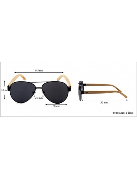 Aviator Men Women Aviator Polarized Wood Sunglasses UV400 - Silver Frame Gold Lens - C5182044ERX $14.53