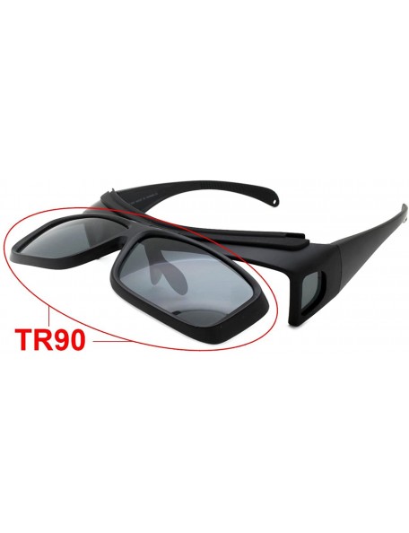 Sport Flip Up Fit Over Sunglasses with Polarized Lens Anti-Glare for Fishing Driving Outdoor Sports 541064/P - Black - CA12NE...