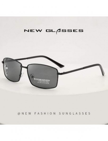 Square Driving Discoloration Sunglasses Polarized Protection - Black Frame Full Gray - C2190T80A3S $9.24