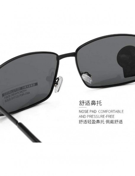 Square Driving Discoloration Sunglasses Polarized Protection - Black Frame Full Gray - C2190T80A3S $9.24