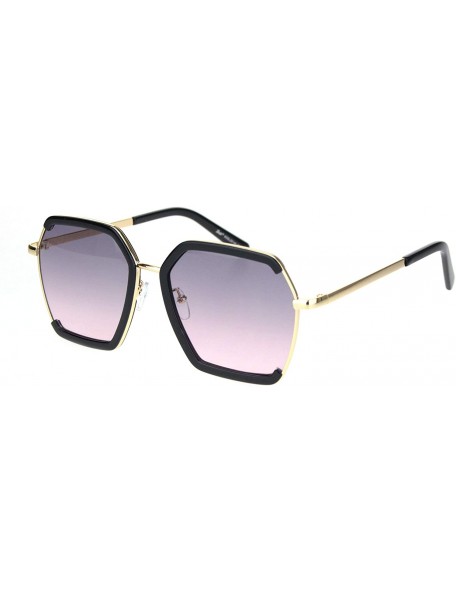 Butterfly Womens Hexagon Large Designer Butterfly Sunglasses - Black Gradient Pink - CM18MD3KZ0D $13.12