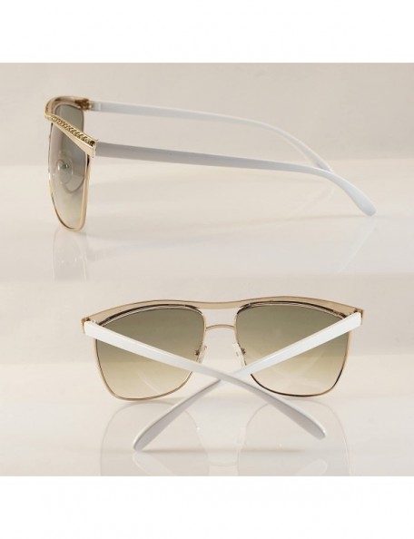 Oversized Jewelry Flat Top Square Sunglasses A167 - Gold/ Green - CK18D5OI5XU $13.12