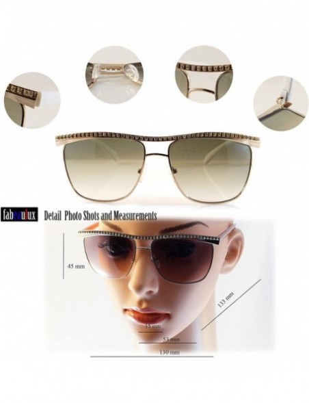 Oversized Jewelry Flat Top Square Sunglasses A167 - Gold/ Green - CK18D5OI5XU $13.12