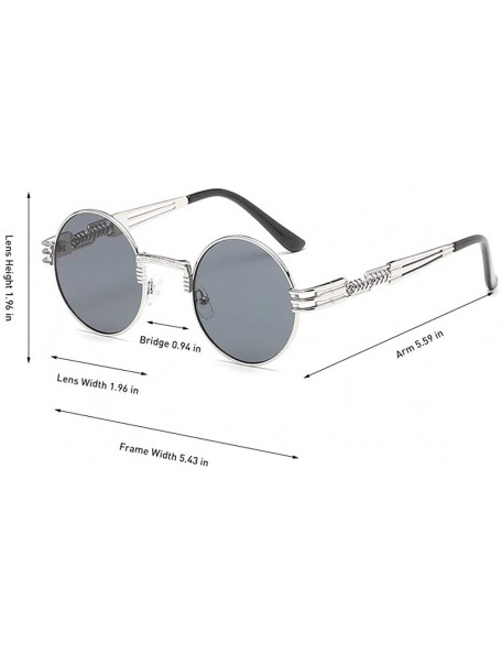 Round John Lennon Round Sunglasses Retro Steampunk Glasses Metal Frame - Silver Frame Grey - CR1967SCCK8 $12.82