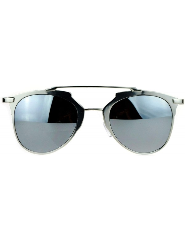 Wayfarer Mirrored Retro Vintage Style Half Rim Pilot Unique Sunglasses - Silver Mirror - CN1203SDJVR $9.86