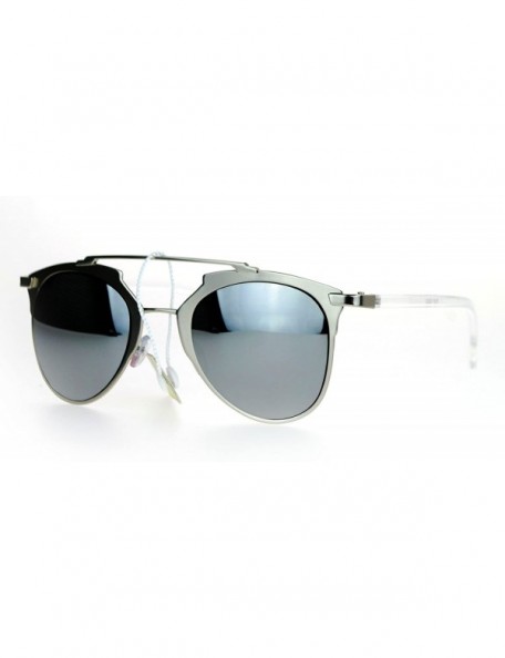 Wayfarer Mirrored Retro Vintage Style Half Rim Pilot Unique Sunglasses - Silver Mirror - CN1203SDJVR $9.86