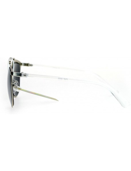 Wayfarer Mirrored Retro Vintage Style Half Rim Pilot Unique Sunglasses - Silver Mirror - CN1203SDJVR $9.86