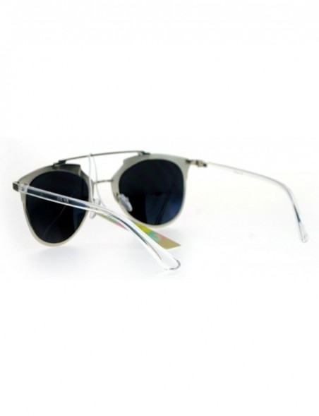 Wayfarer Mirrored Retro Vintage Style Half Rim Pilot Unique Sunglasses - Silver Mirror - CN1203SDJVR $9.86