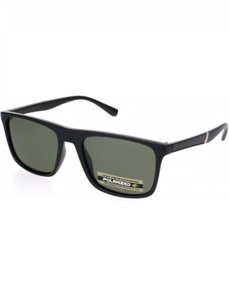 Rectangular Polarized Mens Flat Top Thin Plastic Carbon Fiber Trim Elegant Sunglasses - Matte Black Green - C618OKCI9E4 $13.17