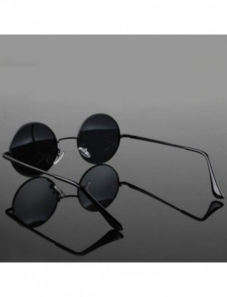 Oval Retro Vintage Round Polarized Sunglasses Men Women Sun Glasses Metal Frame Black Lens Eyewear Driving - CV197Y754R3 $15.17