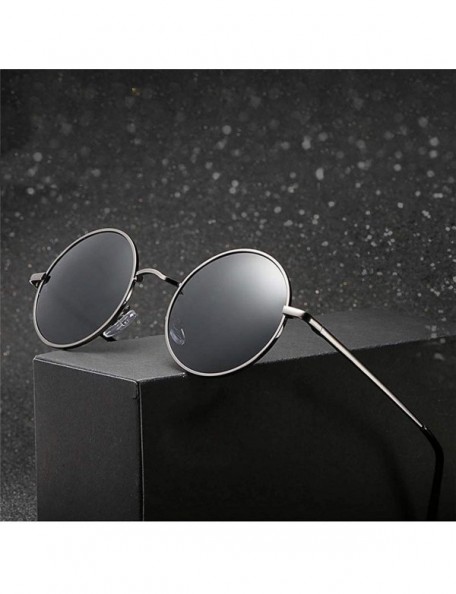 Oval Retro Vintage Round Polarized Sunglasses Men Women Sun Glasses Metal Frame Black Lens Eyewear Driving - CV197Y754R3 $15.17