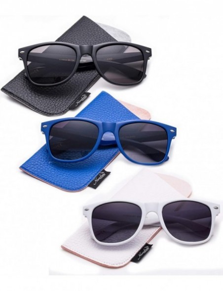 Sport Sunglasses with Pouch Classic 80's Retro Vintage Design UV Protection Sunglasses - 3 Pack-black&blue&white - CB18D5RWLA...