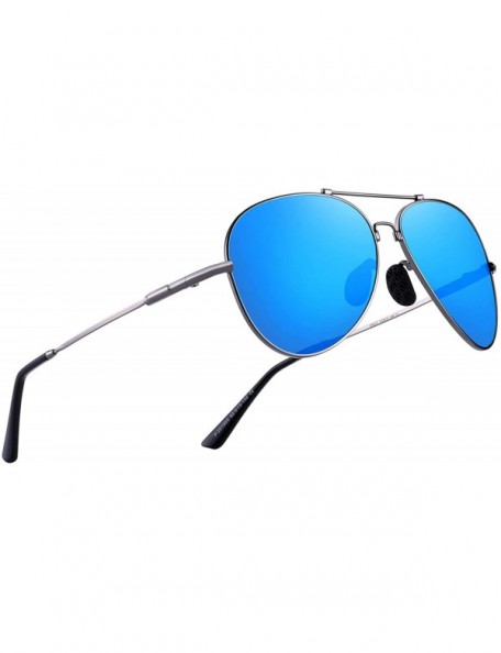 Aviator Men's Polarized Sunglasses for Men Women - Elastic Legs UV 400 Lens Protection - Blue Mirror - CT18MHN0KCT $30.60