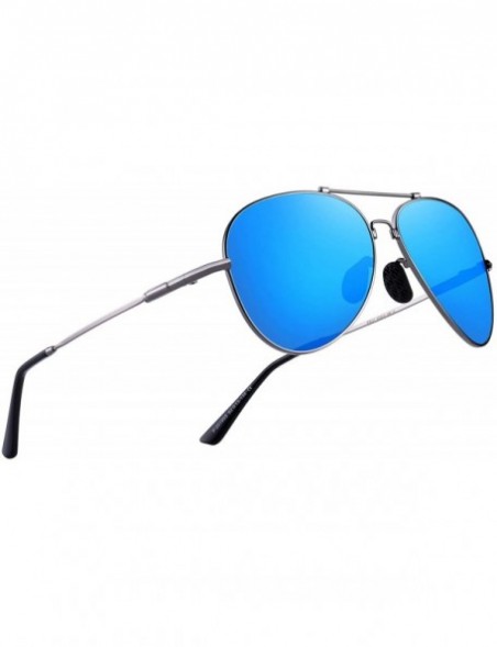 Aviator Men's Polarized Sunglasses for Men Women - Elastic Legs UV 400 Lens Protection - Blue Mirror - CT18MHN0KCT $30.60