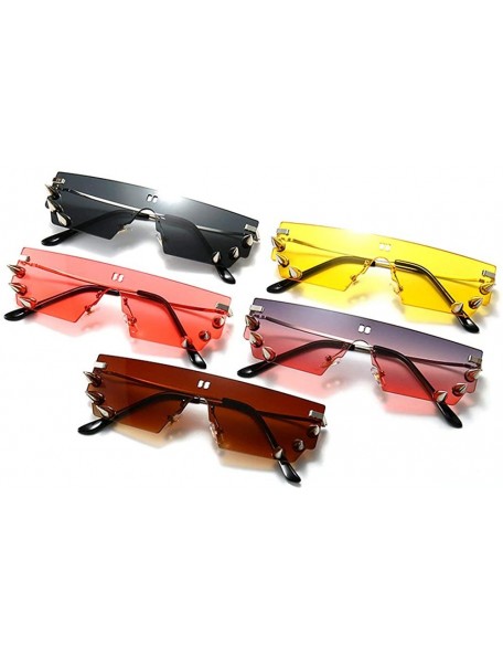 Square new retro punk studded exaggerated sunglasses men's personality big fashion ladies sunglasses UV400 - Yellow - CX193XQ...