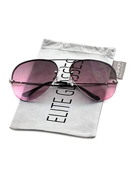 Oversized Gradient Oceanic Lens Oversized Rimless Metal Frame Unisex Aviator Sunglasses - CU18I3OD0XS $12.19