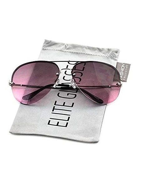 Oversized Gradient Oceanic Lens Oversized Rimless Metal Frame Unisex Aviator Sunglasses - CU18I3OD0XS $12.19