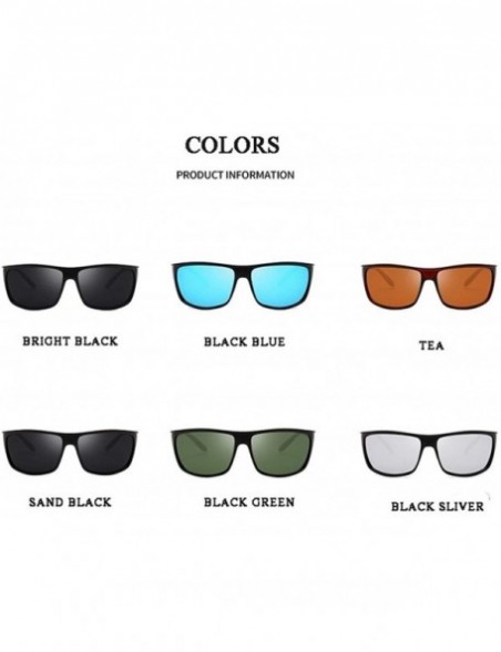 Square Men Polarized Sunglasses Fashion Square Sun Glasses For Male Vintage Eyewear Accessories Unisex - Black Green - CZ199O...