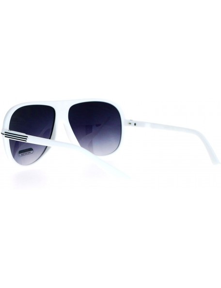 Round Rubberized Matte Plastic Turbo Racer Pilot Sunglasses - White Black - CP127A9UD65 $9.83