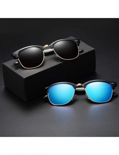 Square Sunglasses Polarized Antiglare Anti ultraviolet Travelling - Blue - C218WNUKQ7L $25.27