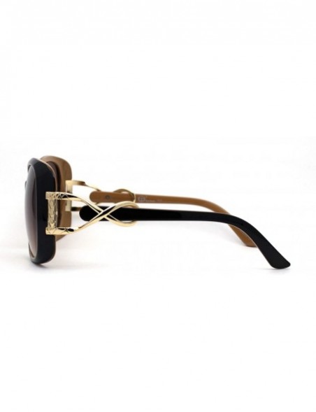 Rectangular Womens Oversize Butterfly Jewel Hinge Diva Designer Sunglasses - Black Beige Brown - C31987ICINE $12.95