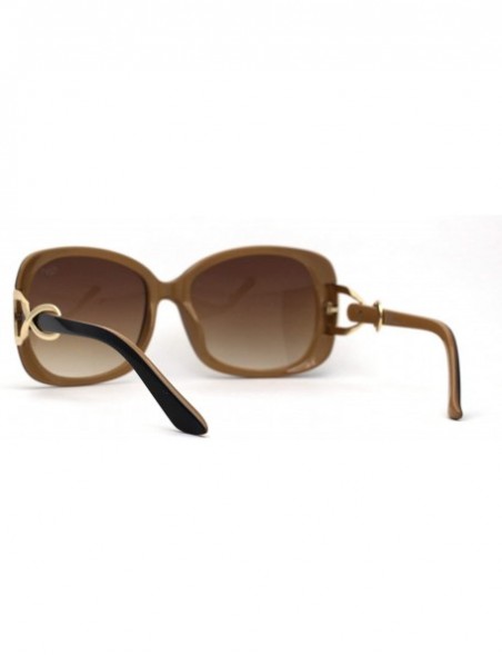 Rectangular Womens Oversize Butterfly Jewel Hinge Diva Designer Sunglasses - Black Beige Brown - C31987ICINE $12.95