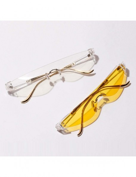 Cat Eye Triangle Sunglasses Woman One Piece Lens Retro Transparent Glasses Women Cat Eye - Transparent - CN18SL25U0W $7.90