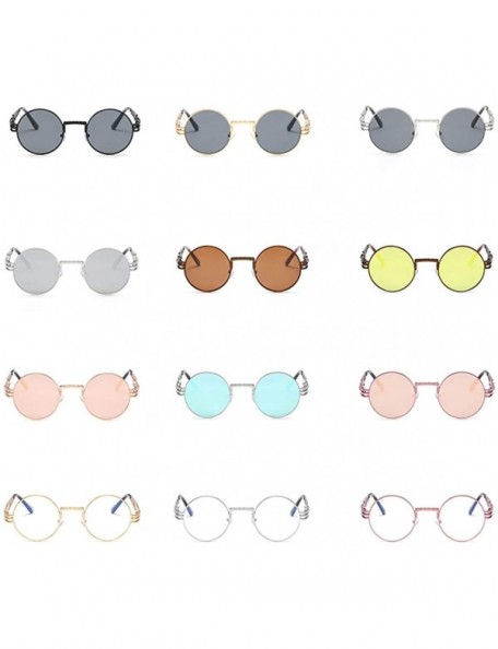 Round Womens Sunglasses Round Punk Fashion Sunglasses Small - Pink Frame+transparent Lens - CF18Q3MLAO9 $22.73