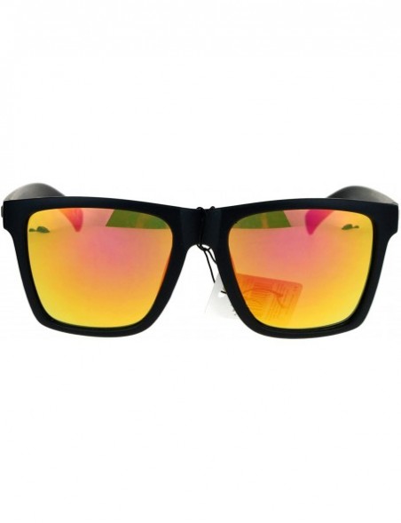 Square KUSH Sunglasses Classic Square Matte Black Frame Mirror Lens UV 400 - Matte Black Red - CQ185WLKI4O $8.51